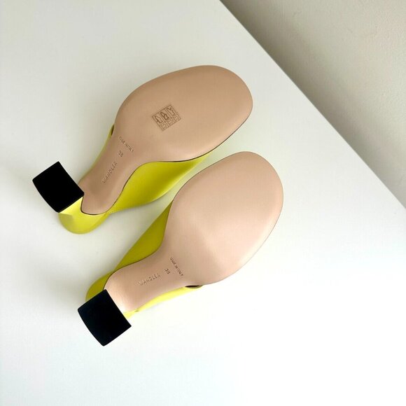 NEW WANDLER Leather Cut-Out Open Toe Mules in Lemon Lime Size 38 US 8 - Picture 12 of 13